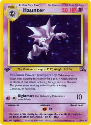 Haunter (6) 006/62  - Unlimited Holofoil Fossil - Holo Rare