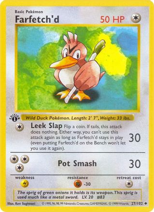 Farfetch'd 027/102  - Unlimited Base Set Shadowless - Uncommon