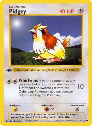Pidgey 057/102 - 1st Edition Base Set Shadowless - Common