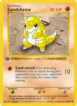 Sandshrew 062/102 - Unlimited Base Set Shadowless - Common
