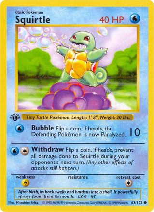 Squirtle 063/102 - 1st Edition Base Set Shadowless - Common