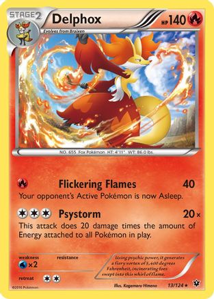 Delphox - 13/124 - Holo Rare - Reverse Holo