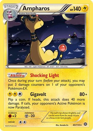 Ampharos - 40/114 - Holo Rare - Reverse Holo