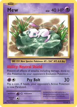 Mew 053/108  - Holofoil XY  Evolutions - Holo Rare