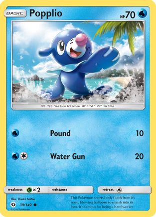 Popplio - 39/149 - Common - Reverse Holo