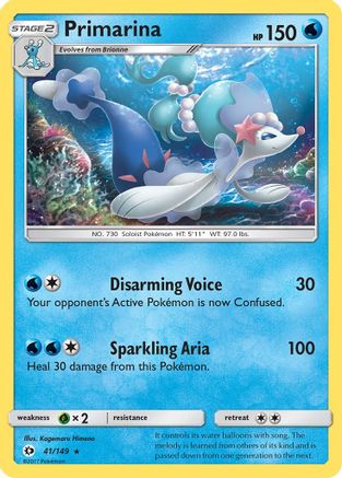 Primarina - 41/149 - Rare - Reverse Holo