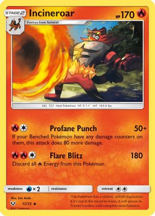 Incineroar - 17/73 - Uncommon - Reverse Holo