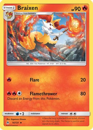 Braixen - 16/131 - Uncommon - Reverse Holo