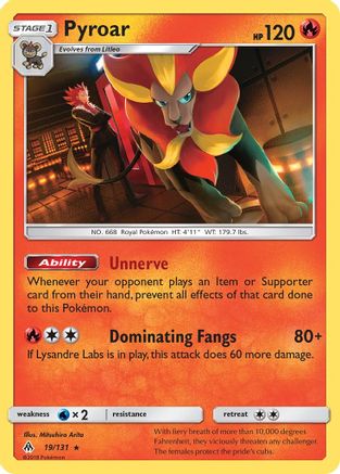 Pyroar - 19/131 - Holo Rare - Reverse Holo