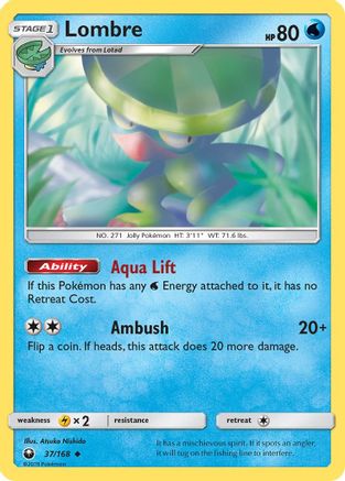 Lombre - 37/168 - Uncommon - Reverse Holo