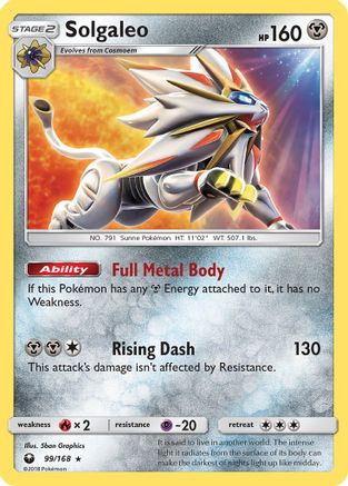 Solgaleo - 99/168 - Holo Rare - Reverse Holo