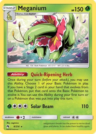 Meganium - 8/214 - Holo Rare - Reverse Holo