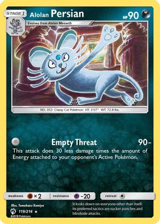 Alolan Persian - 119/214 - Rare - Reverse Holo