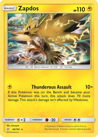Zapdos - 40/181 - Holo Rare - Reverse Holo