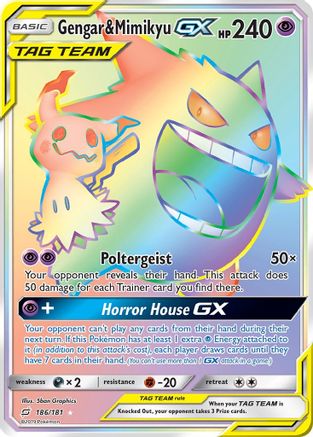 Gengar & Mimikyu GX (Secret) 186 - Holofoil SM Team Up - Secret Rare
