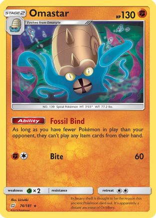Omastar - 76/181 - Holo Rare - Reverse Holo