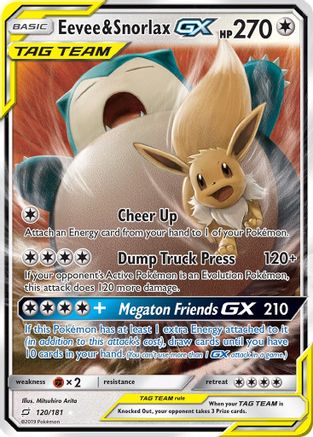 Eevee & Snorlax GX 120/181 - Holofoil SM Team Up - Ultra Rare