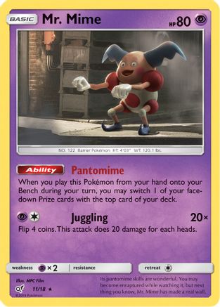 Mr. Mime 11/18 - Holofoil Detective Pikachu - Rare