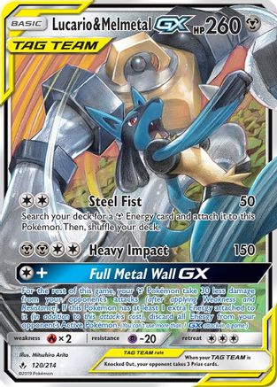 Lucario & Melmetal GX 120/214  - Holofoil SM  Unbroken Bonds - Ultra Rare