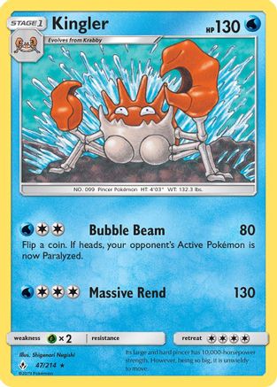 Kingler - 47/214 - Rare - Reverse Holo