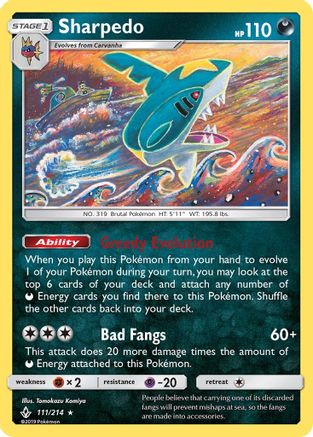 Sharpedo - 111/214 - Rare - Reverse Holo