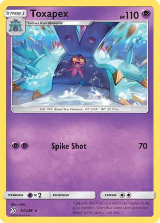 Toxapex - 97/236 - Rare - Reverse Holo