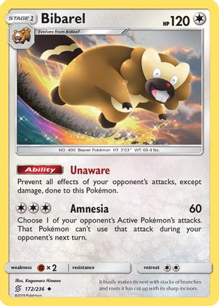 Bibarel - 172/236 - Uncommon - Reverse Holo