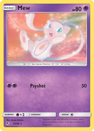 Mew 032/68 - Reverse Holofoil Hidden Fates - Rare