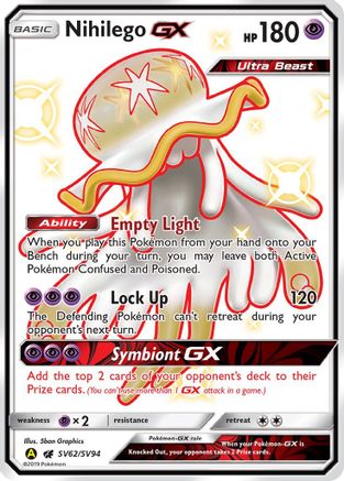 Nihilego GX SV62/SV94  - Holofoil Hidden Fates Shiny Vault - Shiny Holo Rare