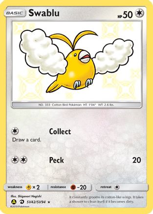 Swablu SV42/SV94  - Holofoil Hidden Fates Shiny Vault - Shiny Holo Rare