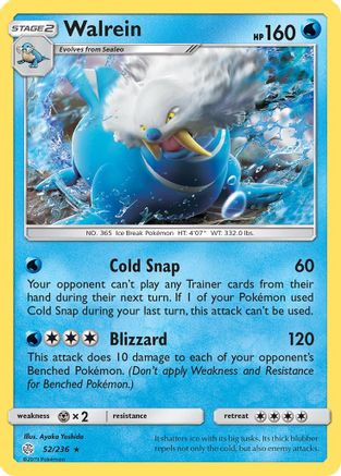 Walrein - 52/236 - Rare - Reverse Holo
