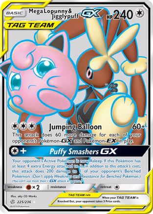 Mega Lopunny & Jigglypuff GX (Full Art) - 225/236 - Ultra Rare