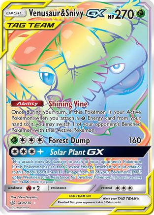 Venusaur & Snivy GX (Secret) - 249/236 - Secret Rare