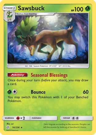Sawsbuck - 16/236 - Holo Rare - Reverse Holo