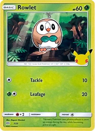 Rowlet 007/25  - Holofoil McDonalds 25th Anniversary Promos - Promo