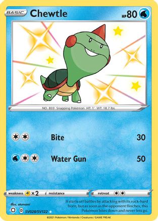 Chewtle SV028/SV122  - Holofoil Shining Fates Shiny Vault - Shiny Holo Rare