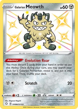 Galarian Meowth - 086/122 - Shiny Holo Rare