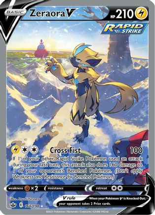 Zeraora V (Alternate Full Art) 166/198 - Holofoil SWSH06 Chilling Reign - Ultra Rare