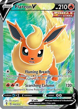 Flareon V (Full Art) 169/203  - Holofoil SWSH07 Evolving Skies - Ultra Rare