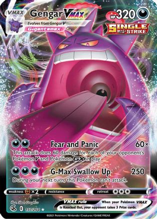 Gengar VMAX 157/264 - Holofoil SWSH08 Fusion Strike - Ultra Rare