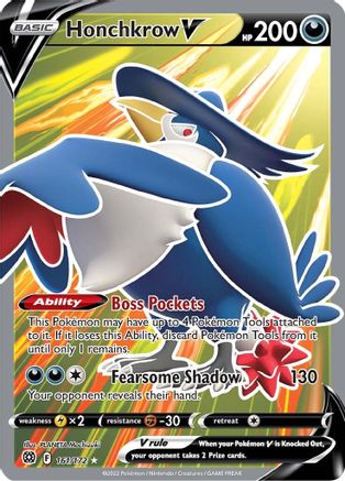 Honchkrow V (Full Art) 161/172  - Holofoil SWSH09 Brilliant Stars - Ultra Rare