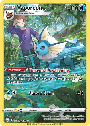 Vaporeon TG02/TG30 - Holofoil SWSH09 Brilliant Stars Trainer Gallery - Ultra Rare