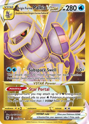 Origin Forme Palkia VSTAR (Secret) (208) 208/189 - Holofoil SWSH10 Astral Radiance - Secret Rare