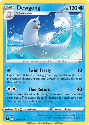 Dewgong 034 - Reverse Holofoil - Rare