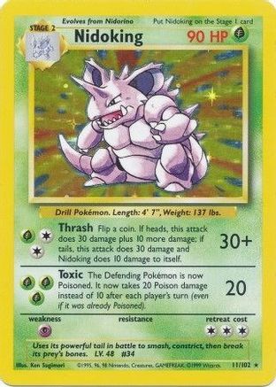 Nidoking 011/102  - Holofoil Base Set - Holo Rare