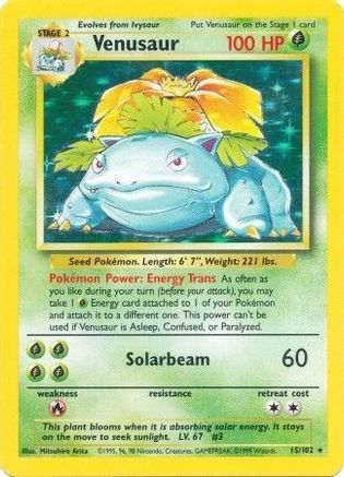 Venusaur 015/102 - Holofoil Base Set - Holo Rare