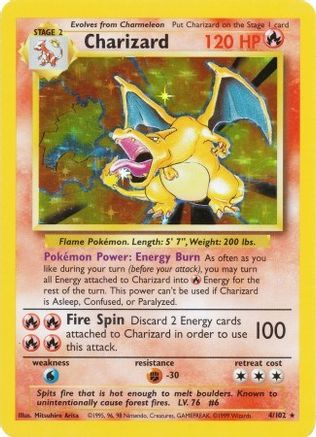 Charizard 004/102 - Holofoil Base Set - Holo Rare