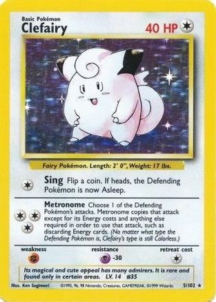 Clefairy 005/102  - Holofoil Base Set - Holo Rare