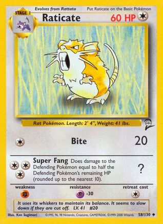 Raticate 058/130 Base Set 2 - Uncommon