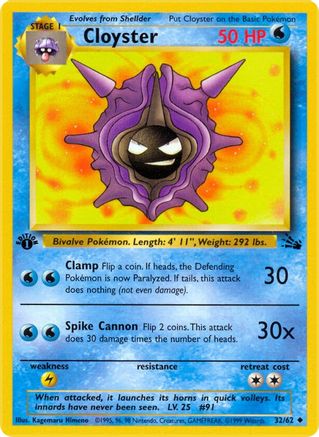 Cloyster 032/62 - Unlimited Fossil - Uncommon